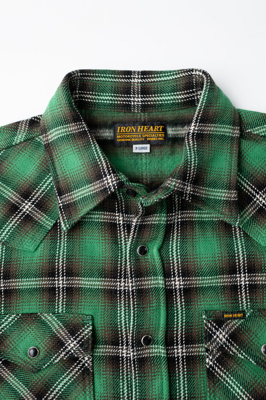 IHSH-405-GRN - 12oz Ultra Heavy Flannel Check Western Shirt - Green