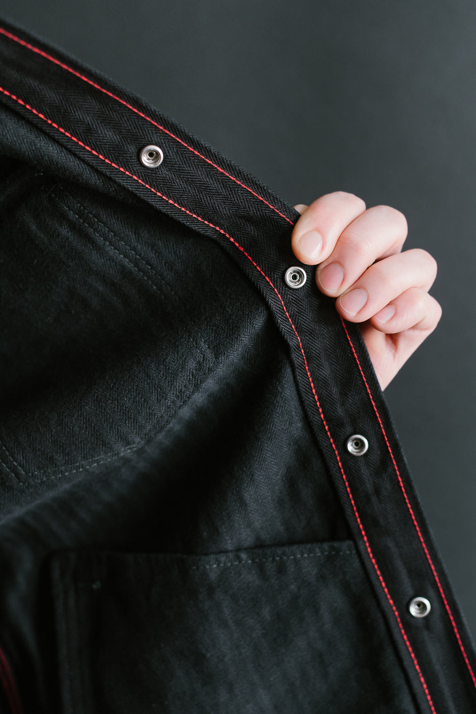 IHSH-410-BLK - 14oz Herringbone CPO Western Shirt - Black