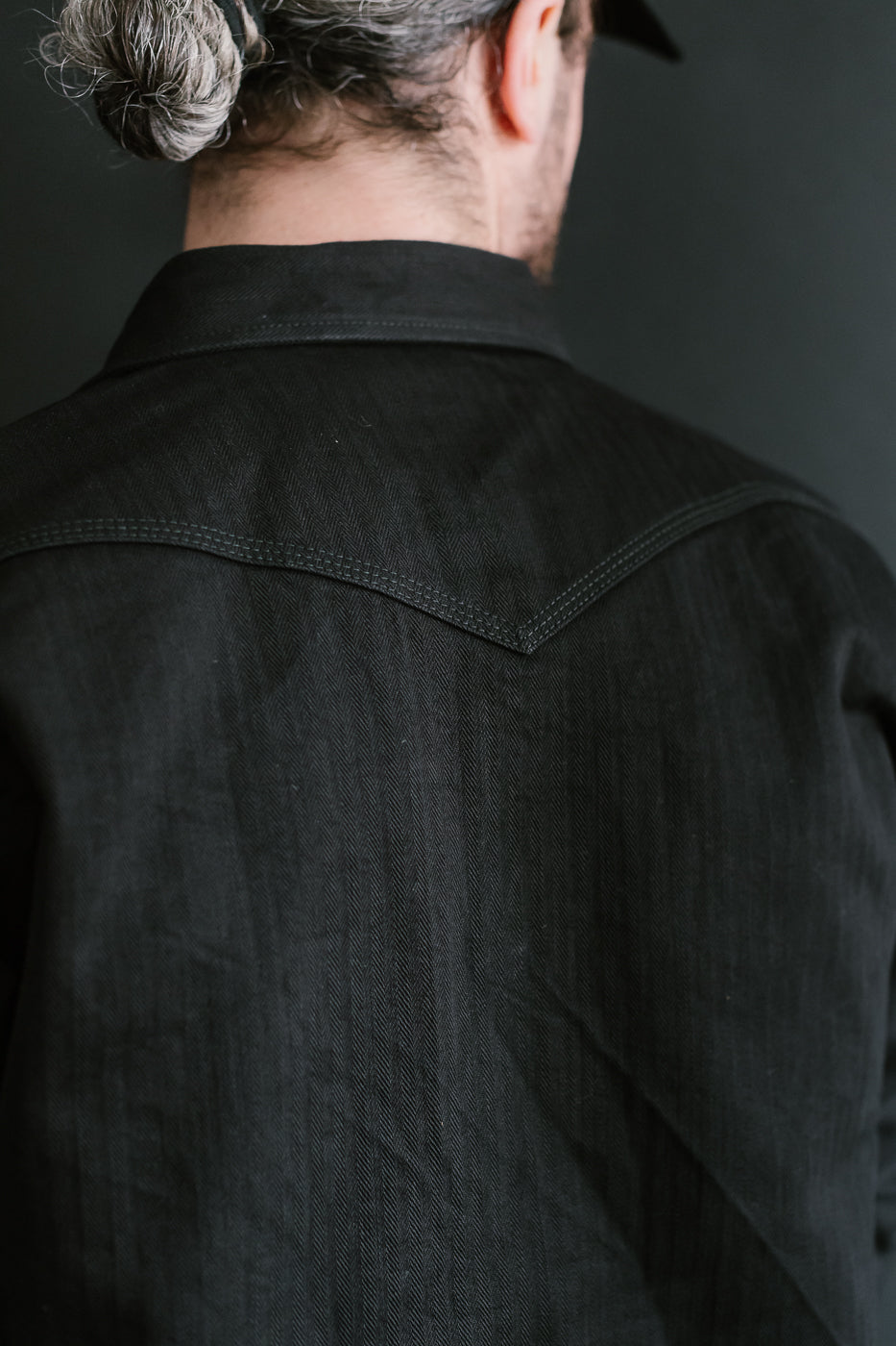 IHSH-410-BLK - 14oz Herringbone CPO Western Shirt - Black