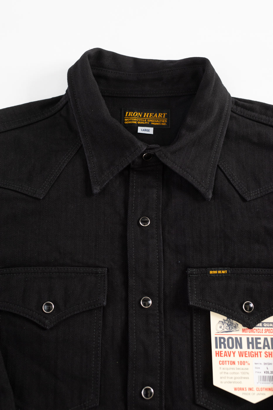 IHSH-410-BLK - 14oz Herringbone CPO Western Shirt - Black