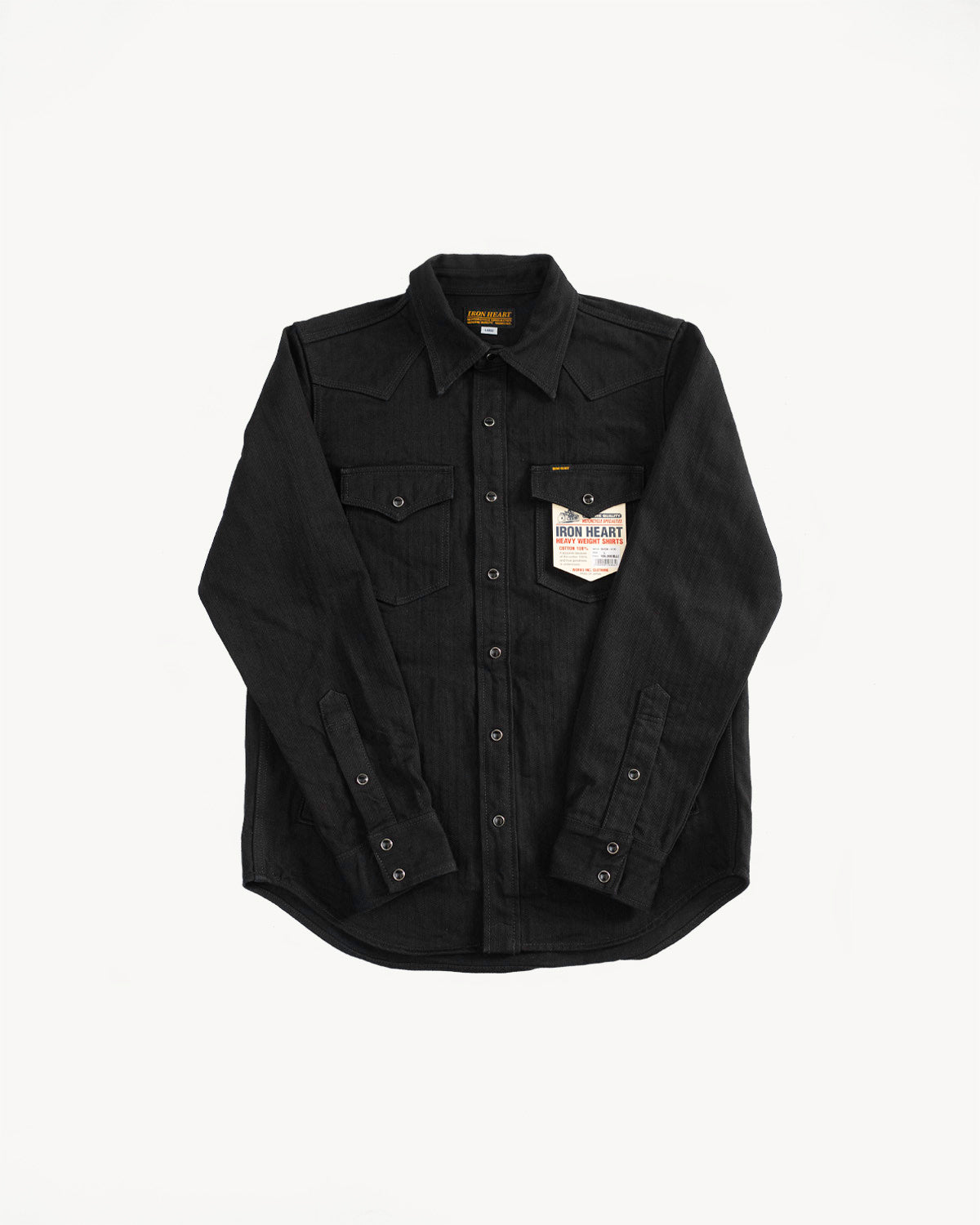 IHSH-410-BLK - 14oz Herringbone CPO Western Shirt - Black