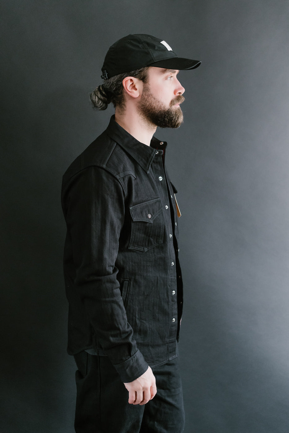 IHSH-410-BLK - 14oz Herringbone CPO Western Shirt - Black