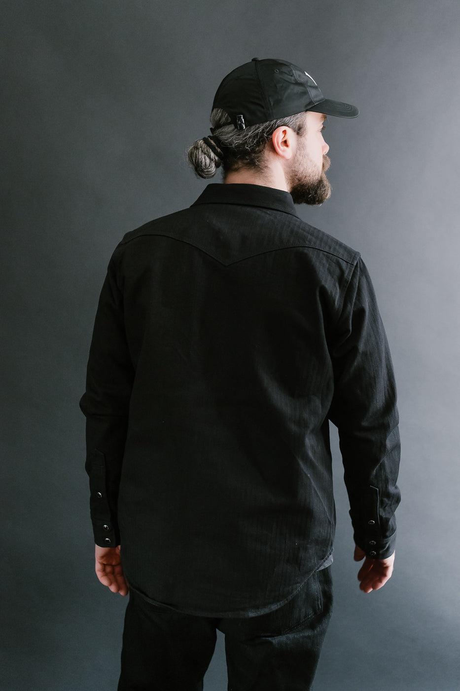 IHSH-410-BLK - 14oz Herringbone CPO Western Shirt - Black