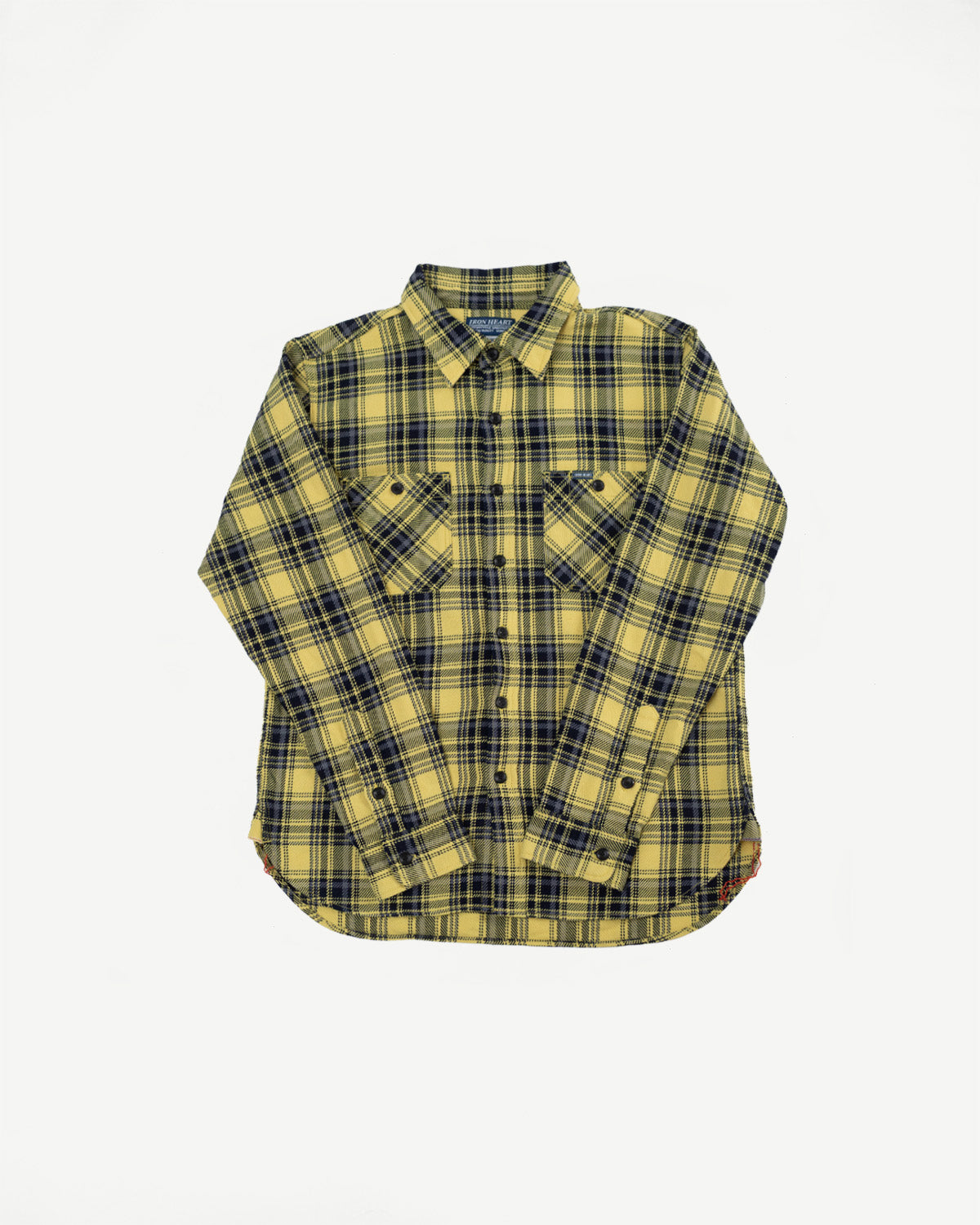IHSH-412-YEL - 9oz Selvedge Indigo Check Flannel Work Shirt - Yellow