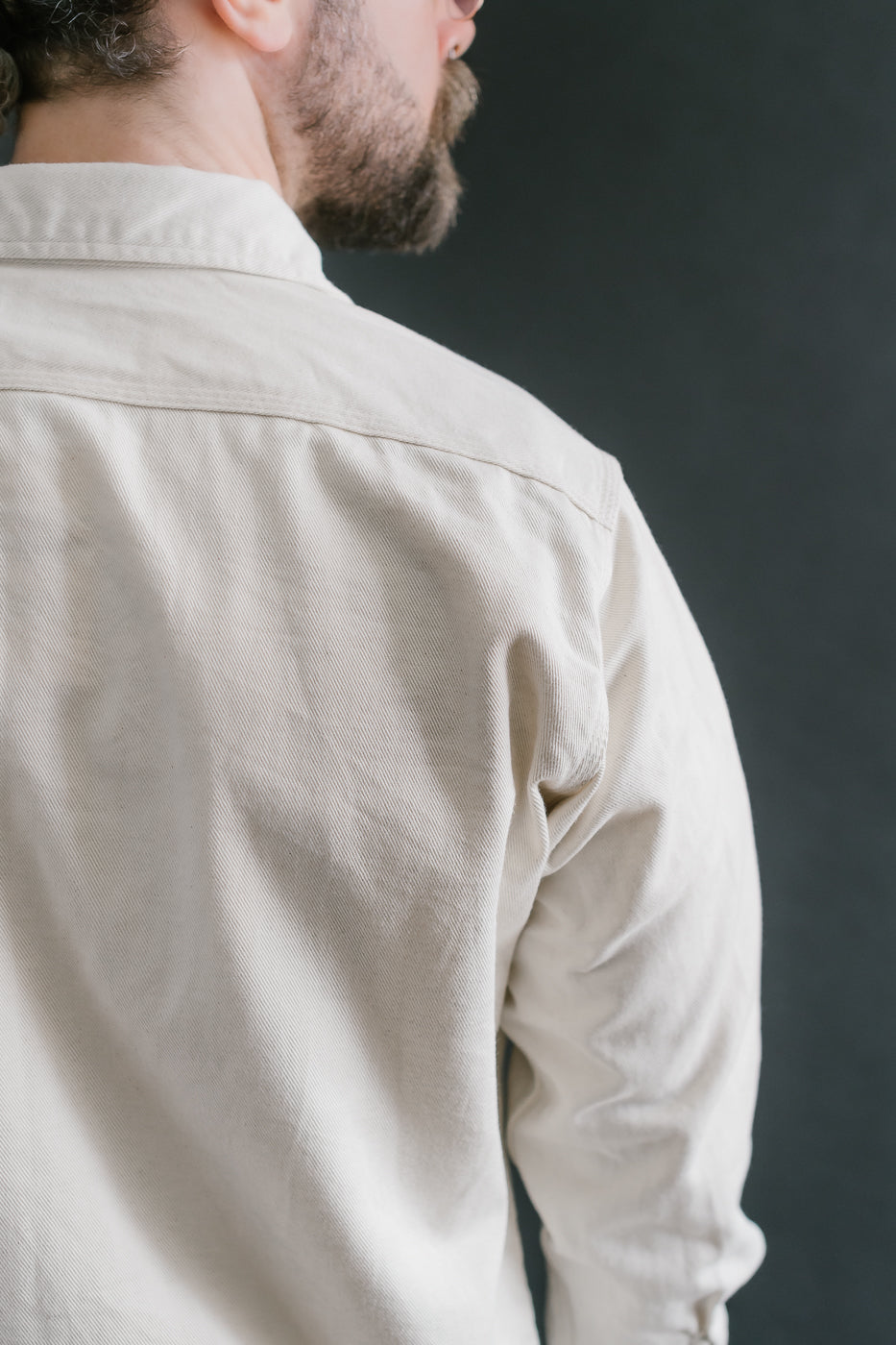 IHSH-414-WHT - 9oz Cotton Linen Work Shirt - Off White