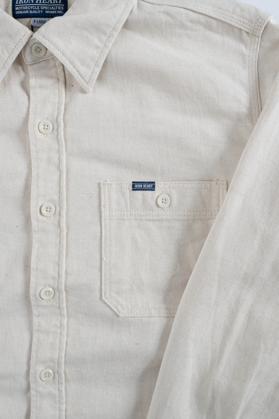 IHSH-414-WHT - 9oz Cotton Linen Work Shirt - Off White