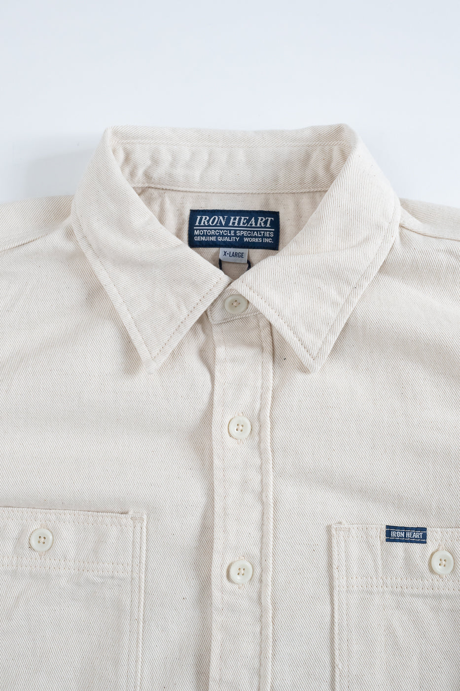 IHSH-414-WHT - 9oz Cotton Linen Work Shirt - Off White