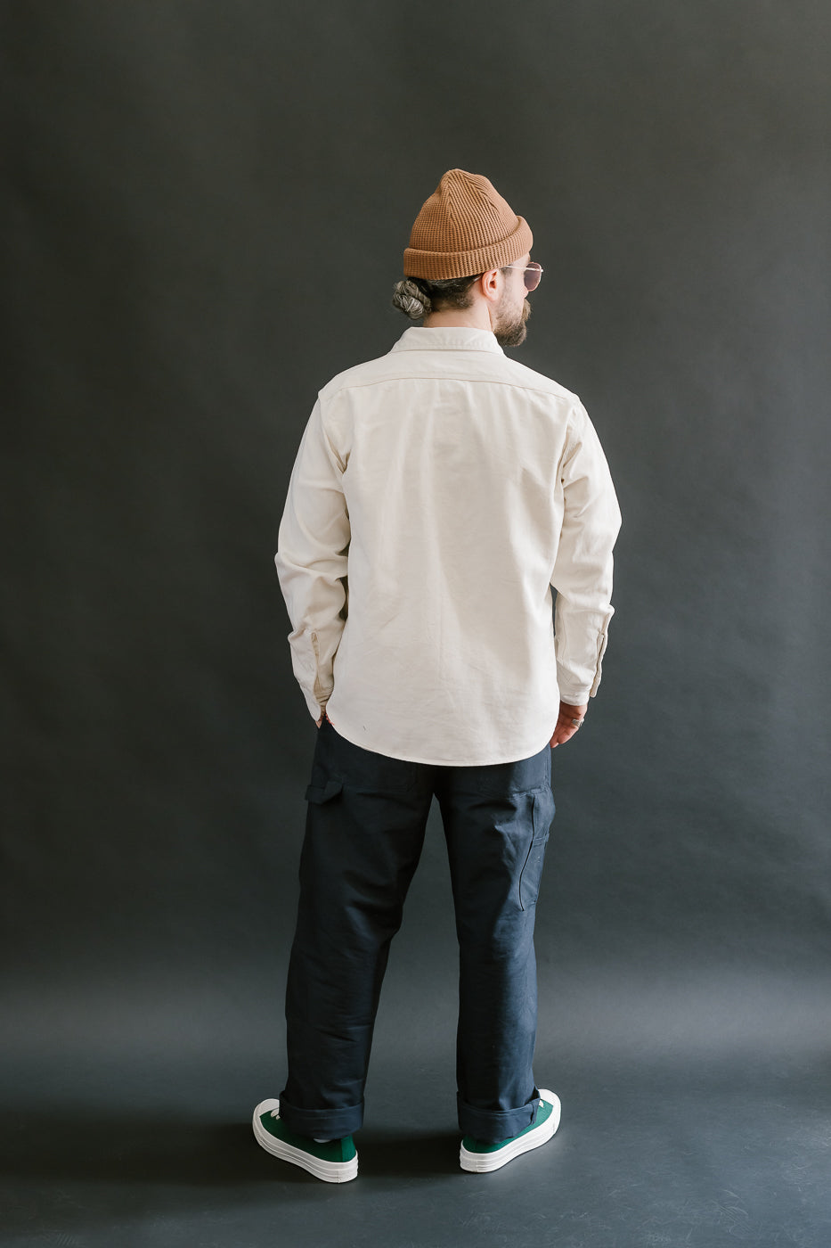 IHSH-414-WHT - 9oz Cotton Linen Work Shirt - Off White
