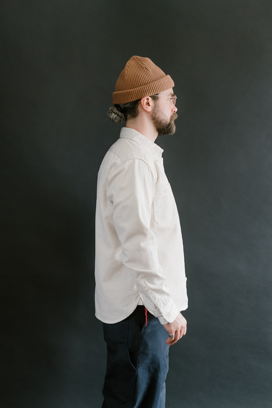 IHSH-414-WHT - 9oz Cotton Linen Work Shirt - Off White