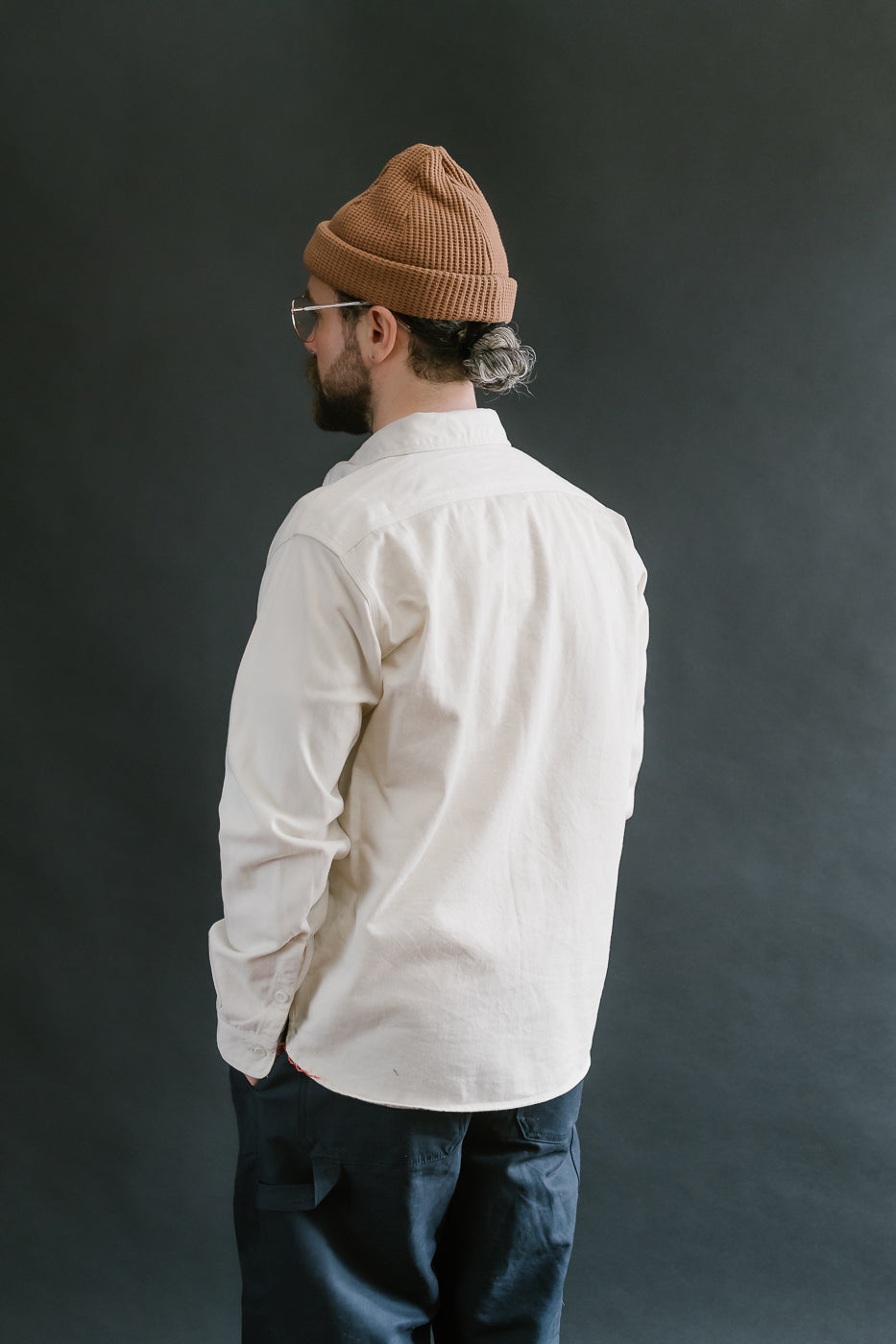 IHSH-414-WHT - 9oz Cotton Linen Work Shirt - Off White