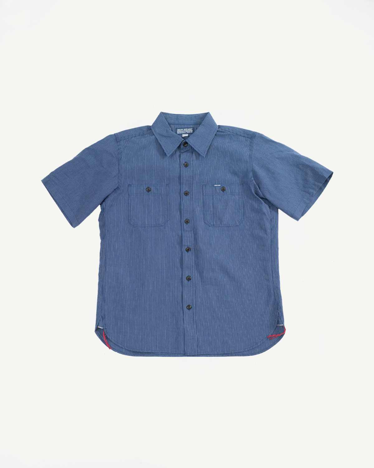 IHSH-420-PIN - 5oz Selvedge OX Cloth Short Sleeve Work Shirt - Pinstripe