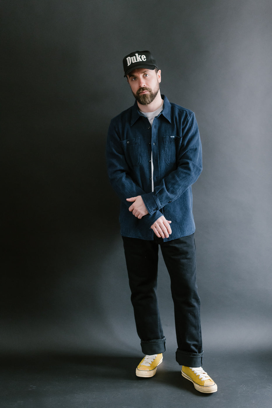 IHSH-96-IND - Waffle Work Shirt - Indigo