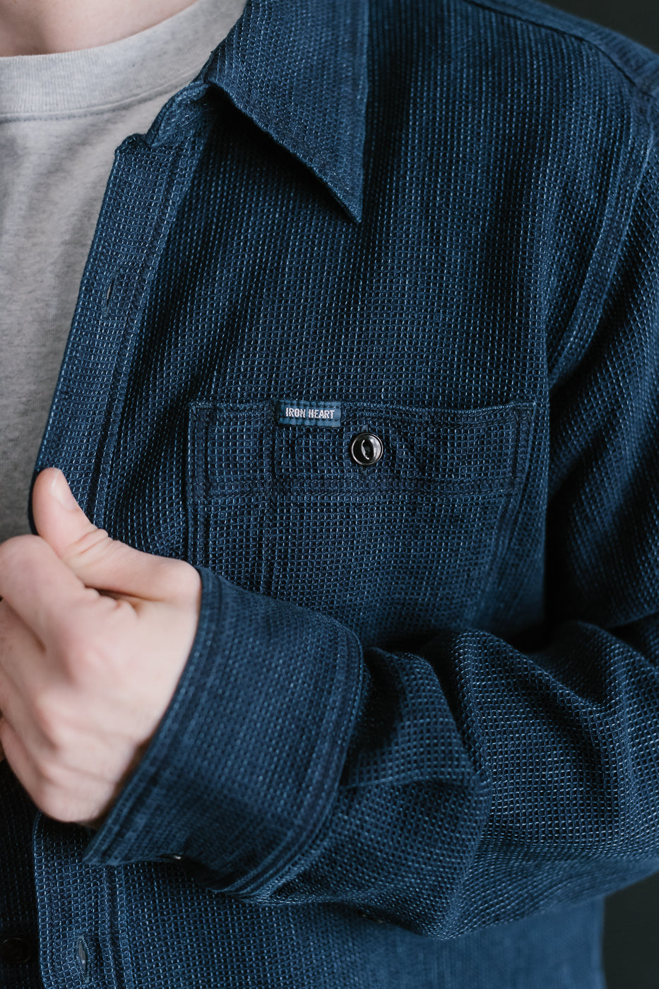 IHSH-96-IND - Waffle Work Shirt - Indigo