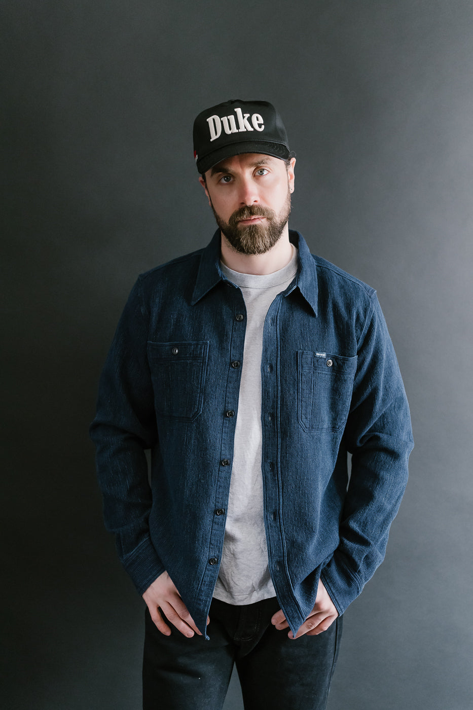 IHSH-96-IND - Waffle Work Shirt - Indigo