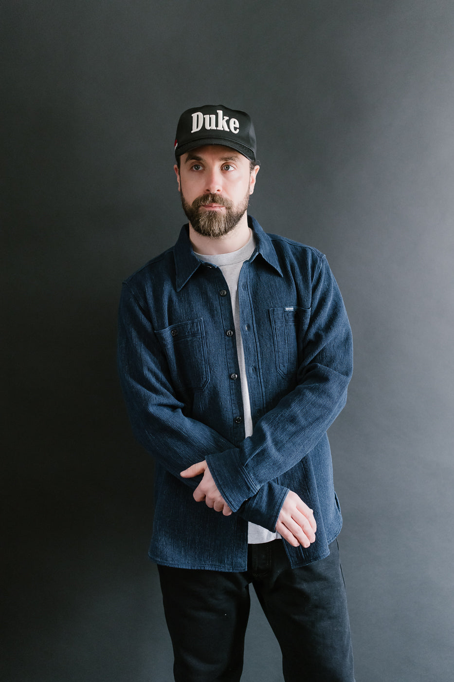 IHSH-96-IND - Waffle Work Shirt - Indigo