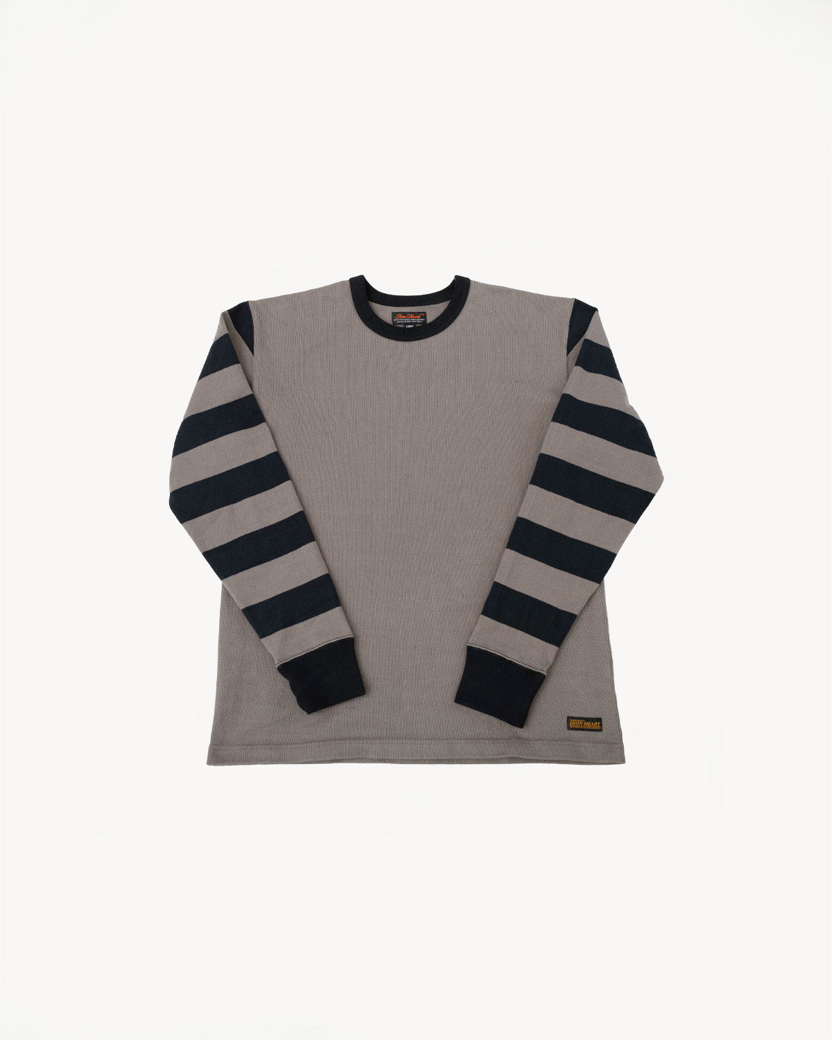 IHTB-12-GRY - 11oz Cotton Knit Long-Sleeved Sweater - Grey Body, Black Stripes