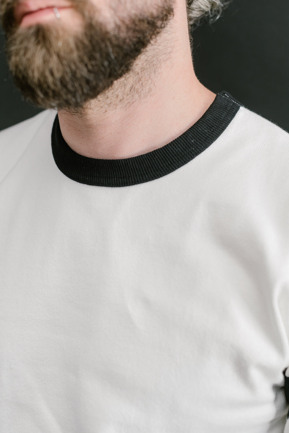 IHTB-12-WHT - 11oz Cotton Knit Long-Sleeved Sweater - White Body, Black Stripes