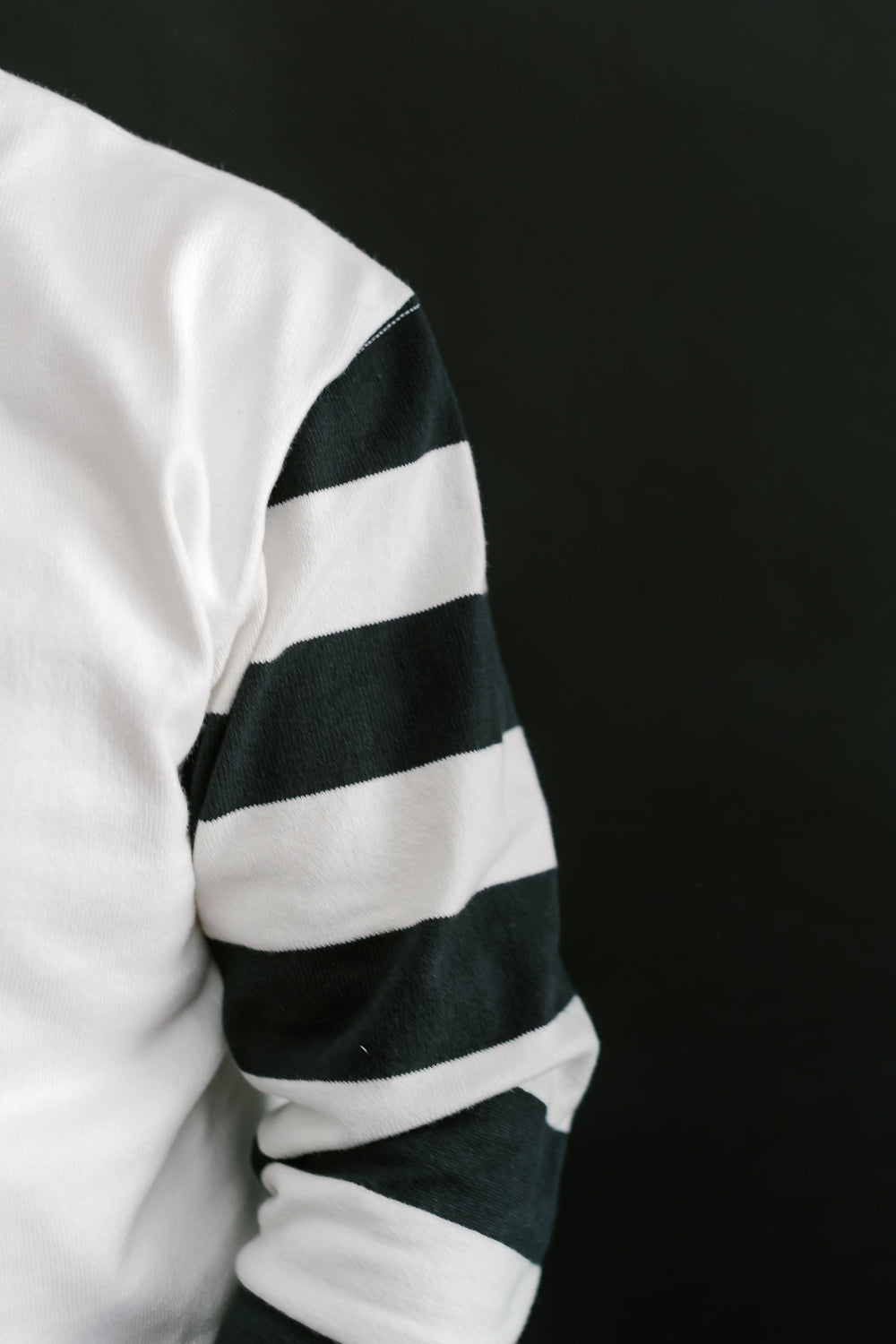 IHTB-12-WHT - 11oz Cotton Knit Long-Sleeved Sweater - White Body, Black Stripes