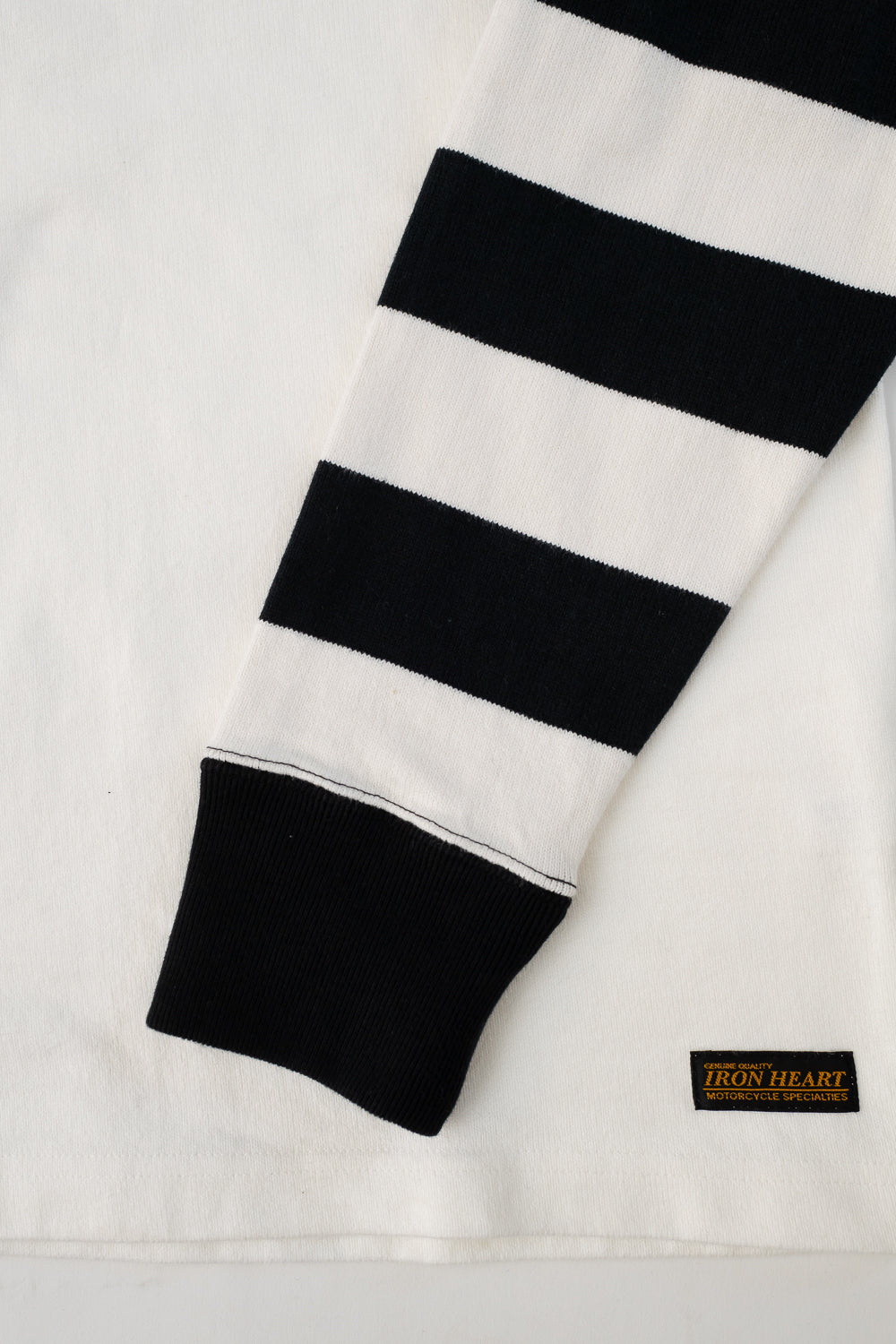 IHTB-12-WHT - 11oz Cotton Knit Long-Sleeved Sweater - White Body, Black Stripes