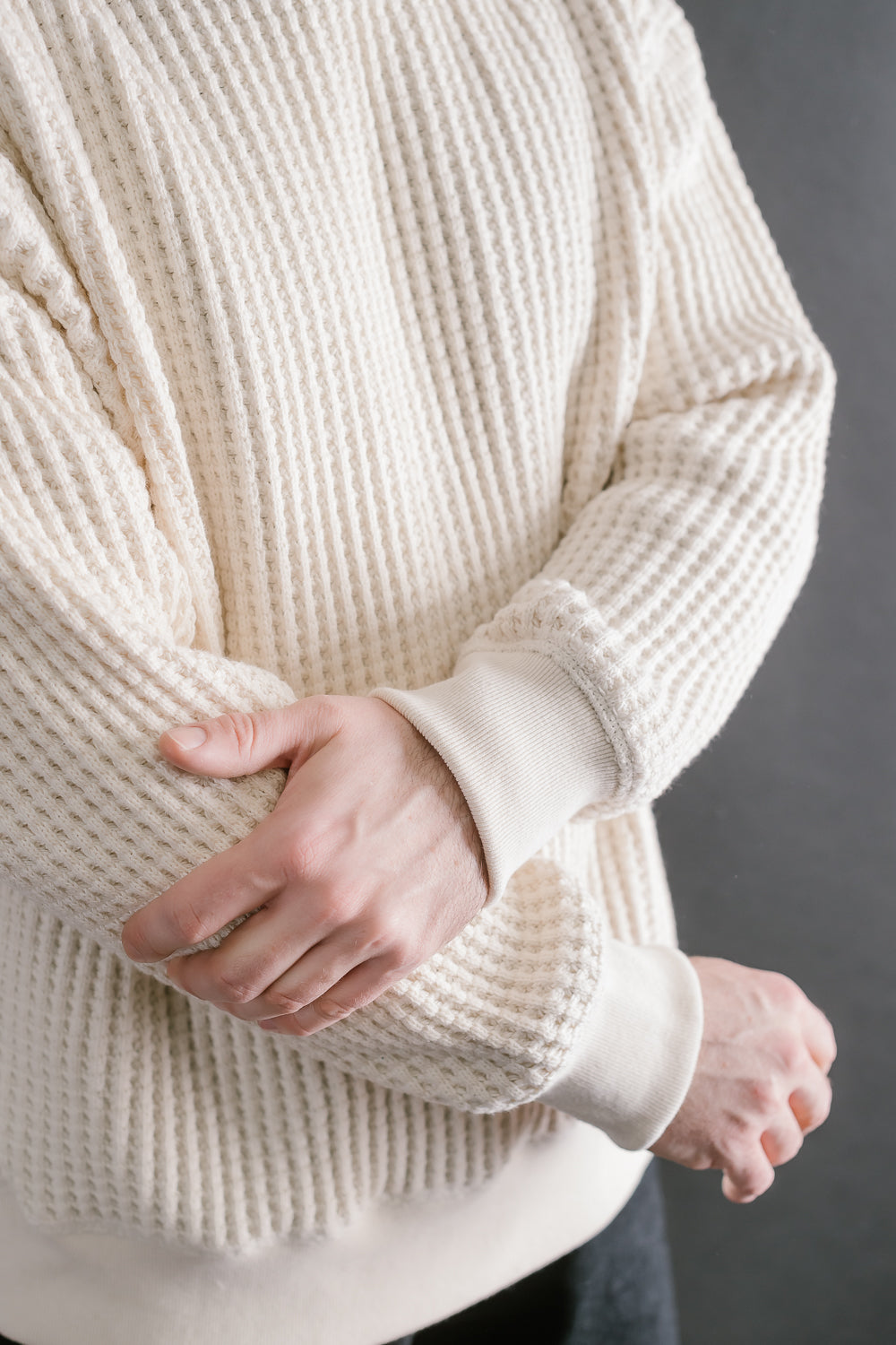 Big Waffle Crew Neck - 14 Ivory