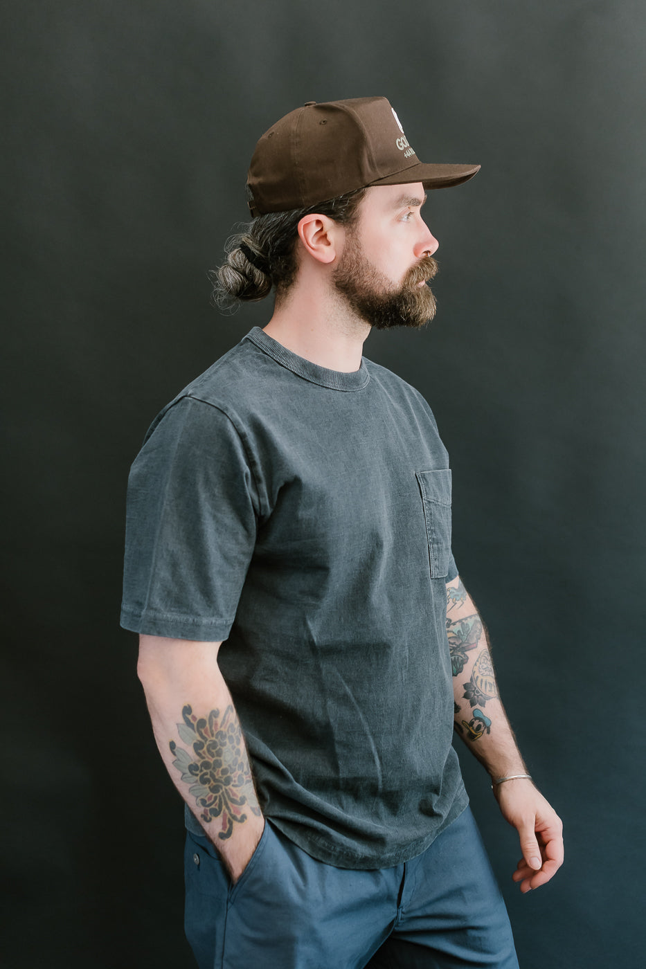 JM5534PD - Pigment-Dye Pocket T-Shirt - 370 Fade Blue Gray