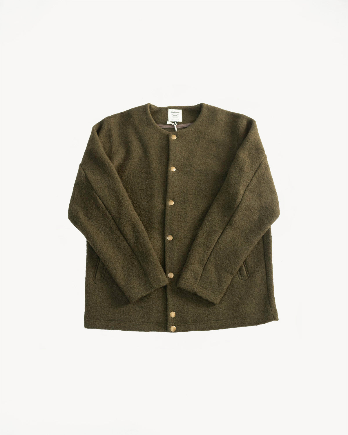 Wool Collarless Jacket - 20 Khaki