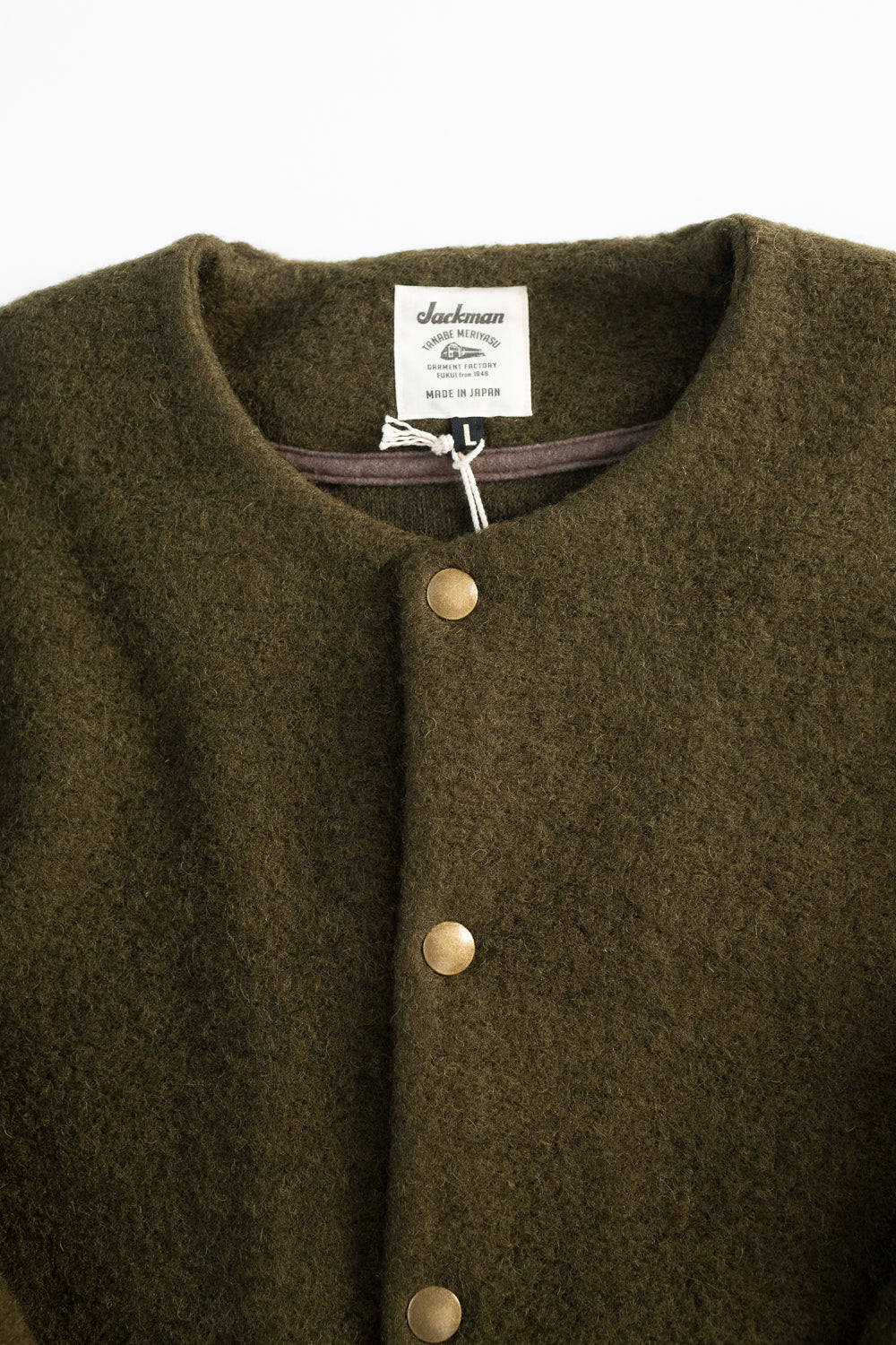 Wool Collarless Jacket - 20 Khaki
