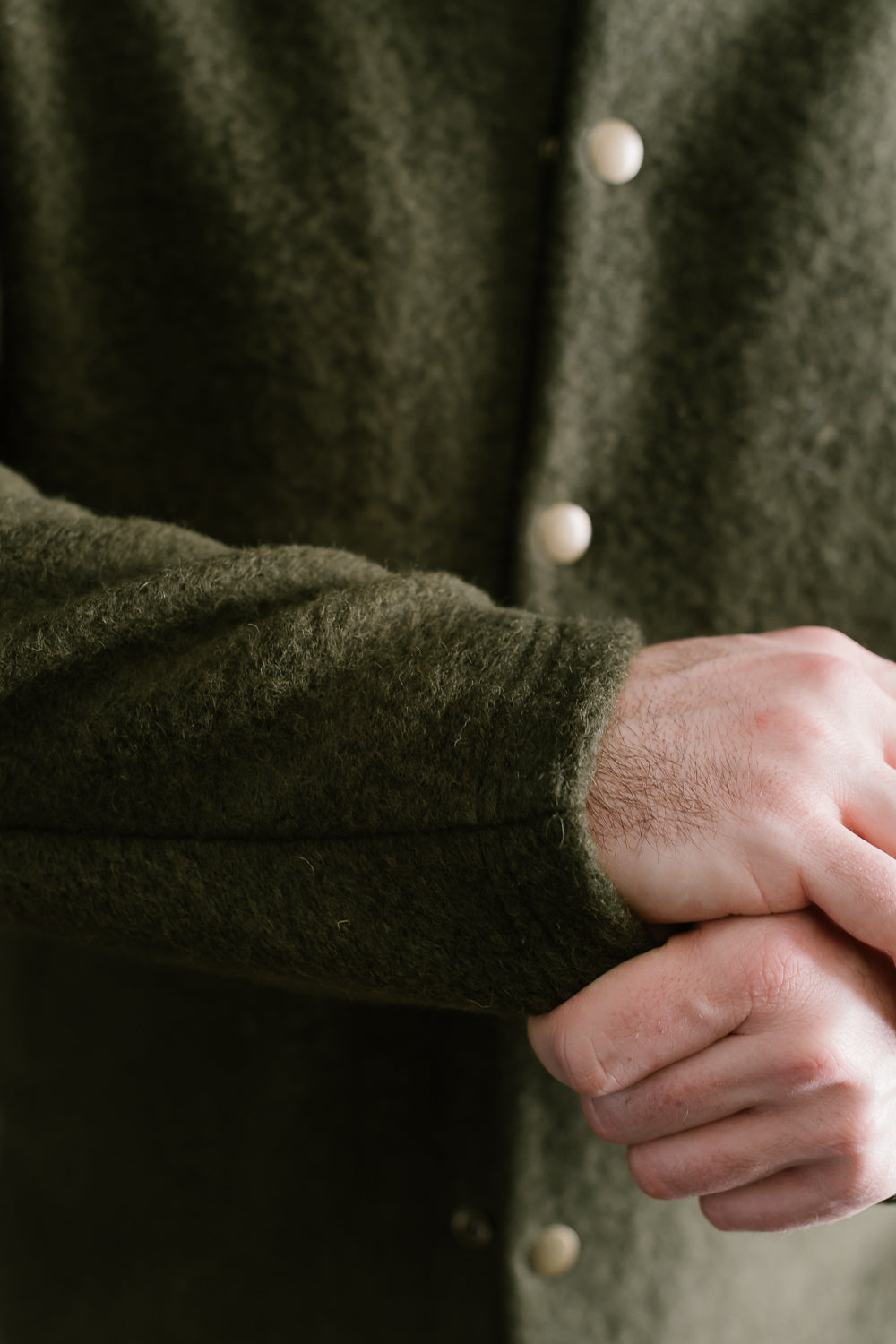 Wool Collarless Jacket - 20 Khaki
