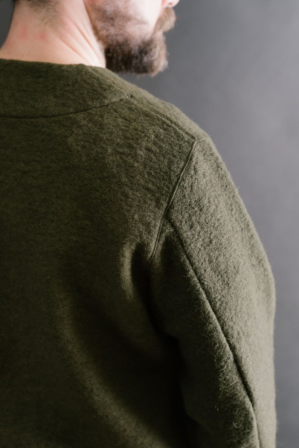 Wool Collarless Jacket - 20 Khaki
