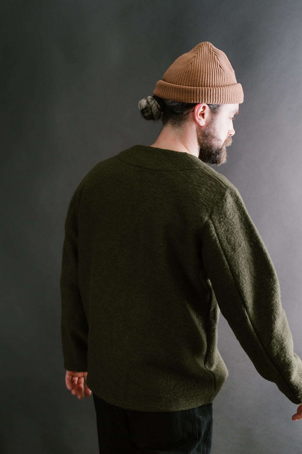 Wool Collarless Jacket - 20 Khaki