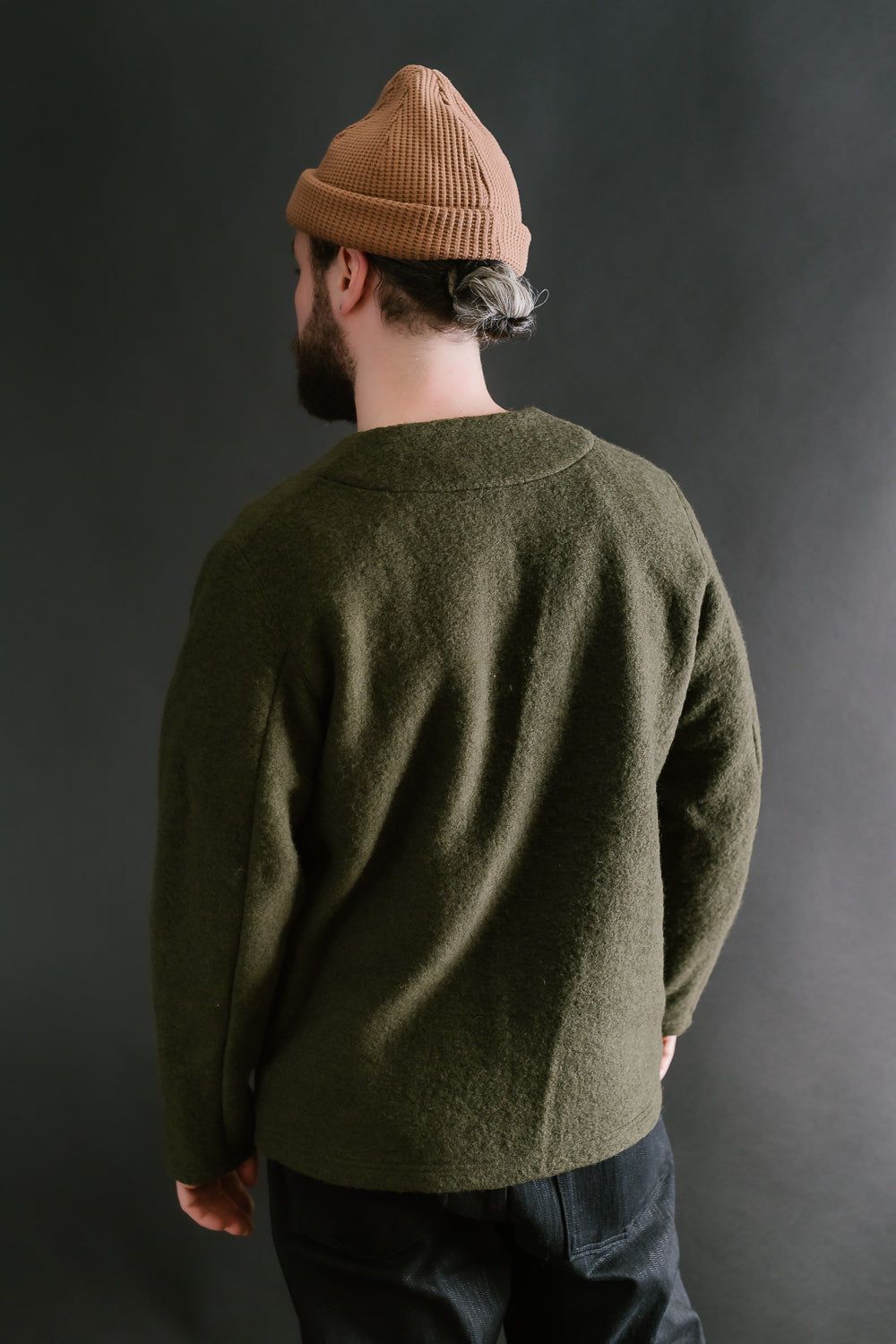 Wool Collarless Jacket - 20 Khaki