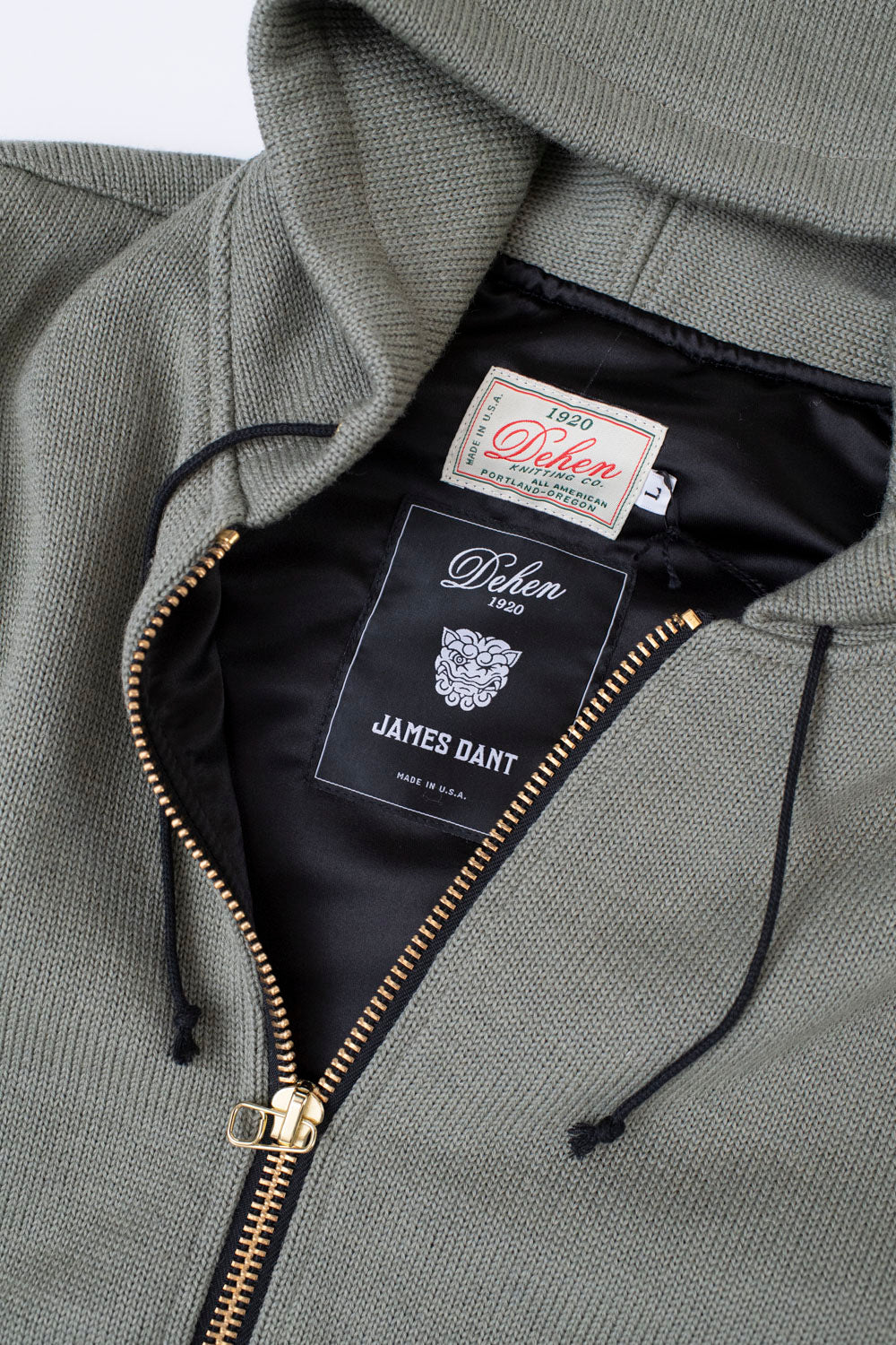 James Dant x Dehen - Full Zip Moto Hoodie - Sage