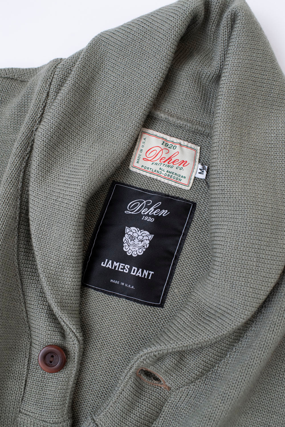 James Dant x Dehen - Shawl Sweater Coat 2.0 - Sage, Field Tan