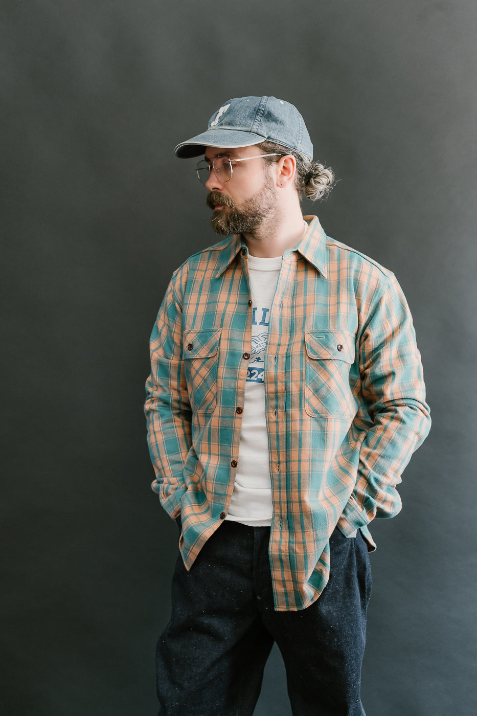 Lot JG-06-2 - The Ancient Flannel (rounded pockets) - Salmon