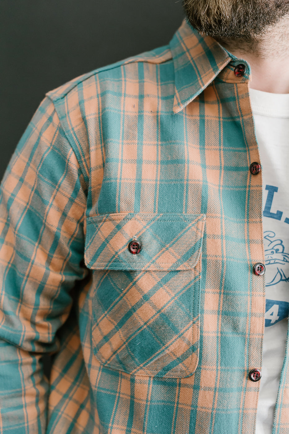 Lot JG-06-2 - The Ancient Flannel (rounded pockets) - Salmon