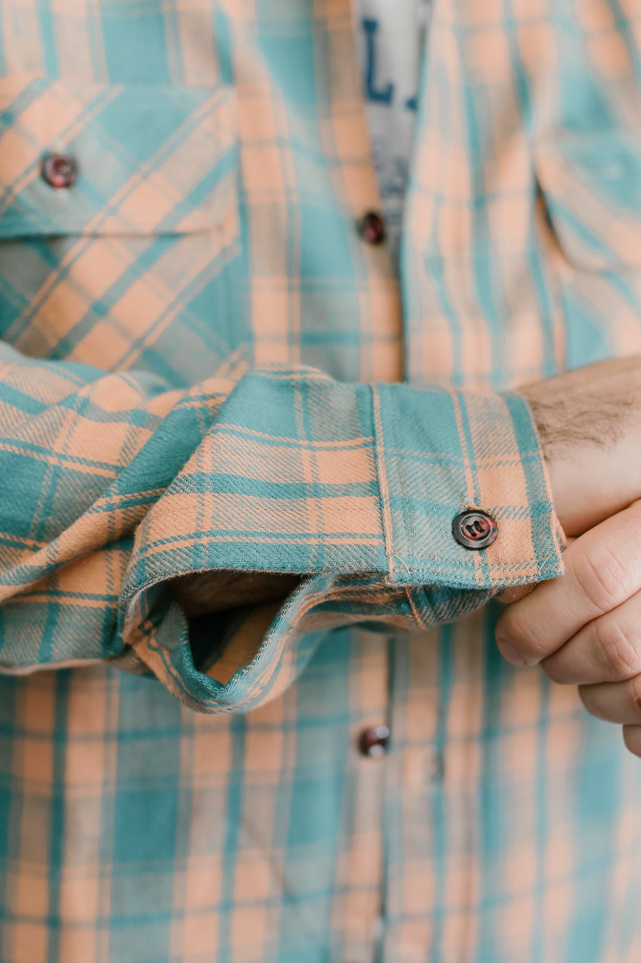 Lot JG-06-2 - The Ancient Flannel (rounded pockets) - Salmon