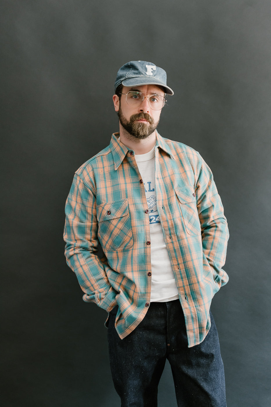 Lot JG-06-2 - The Ancient Flannel (rounded pockets) - Salmon