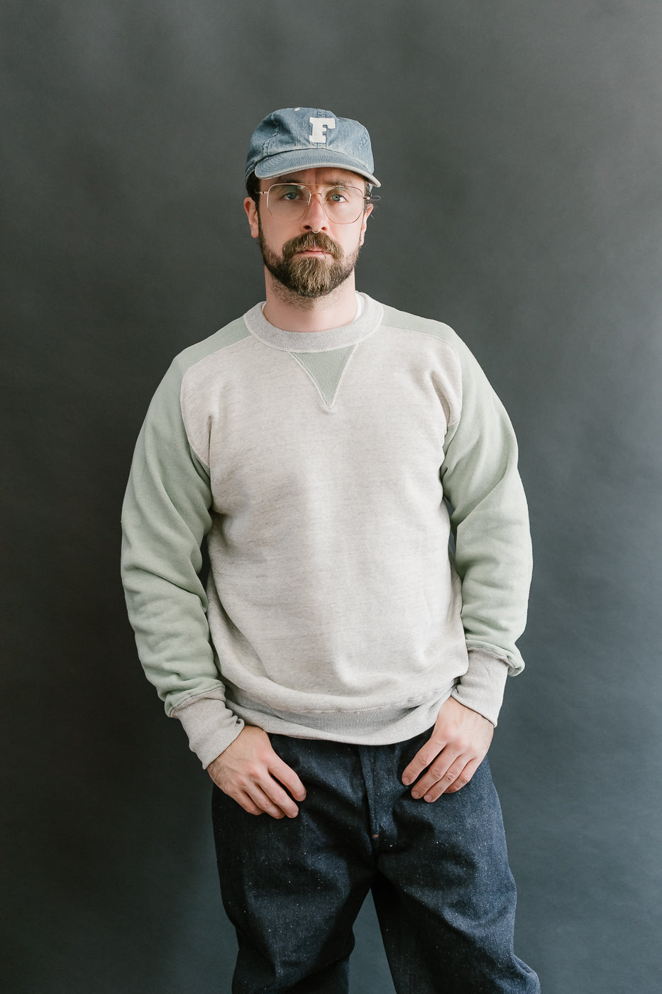 JG-CS20 - Freedom Sweats Crewneck - Oatmeal, Light Green