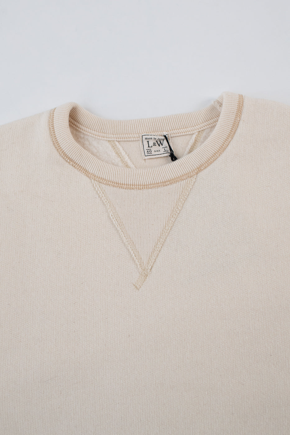 LCS1003 - Sinker Super Fluffy Knit Double-V Sweatshirt - Antique Ivory