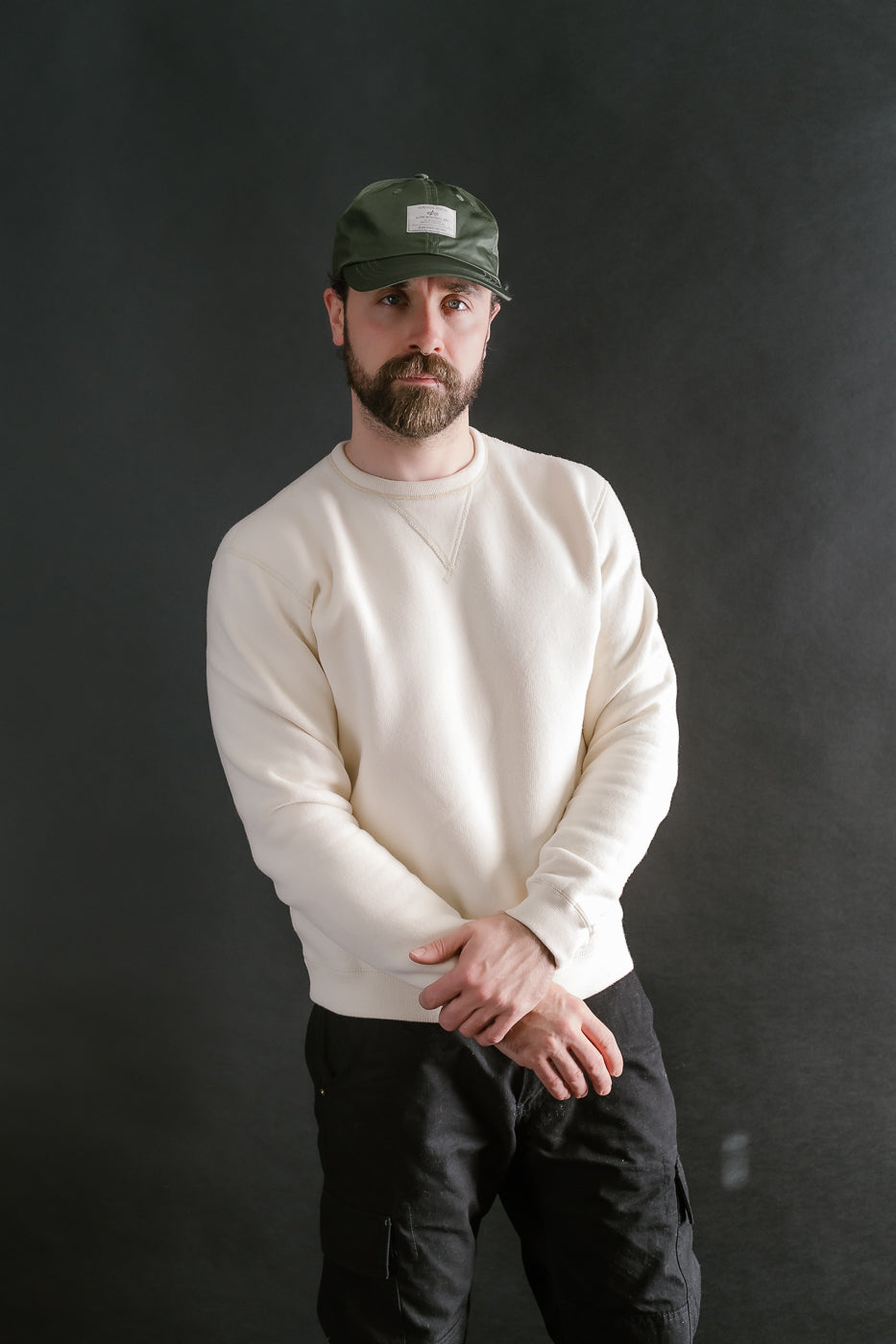LCS1003 - Sinker Super Fluffy Knit Double-V Sweatshirt - Antique Ivory