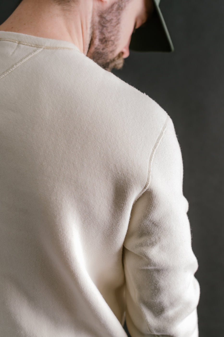 LCS1003 - Sinker Super Fluffy Knit Double-V Sweatshirt - Antique Ivory