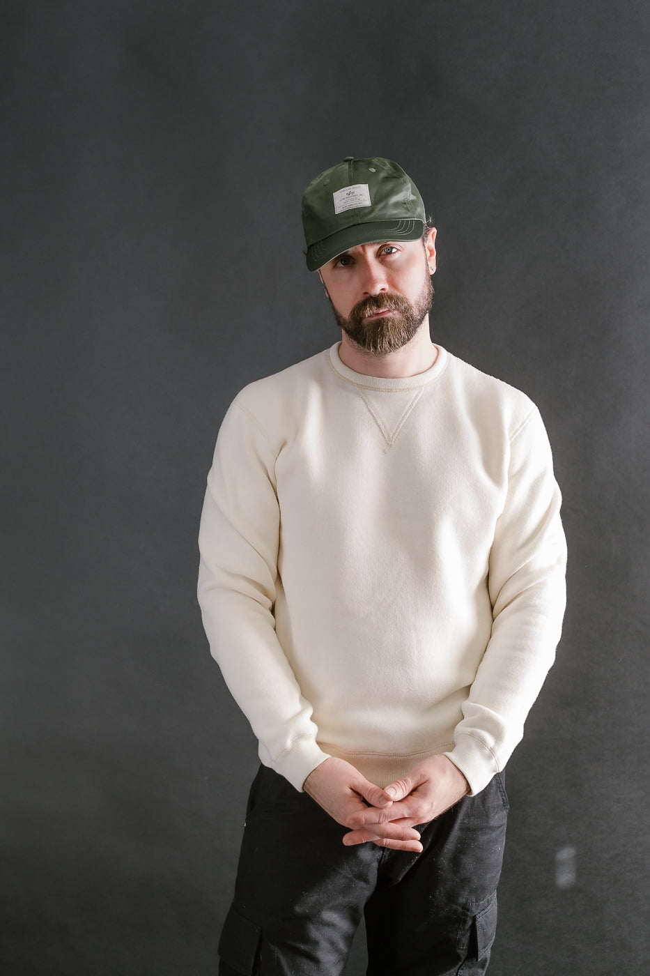 LCS1003 - Sinker Super Fluffy Knit Double-V Sweatshirt - Antique Ivory