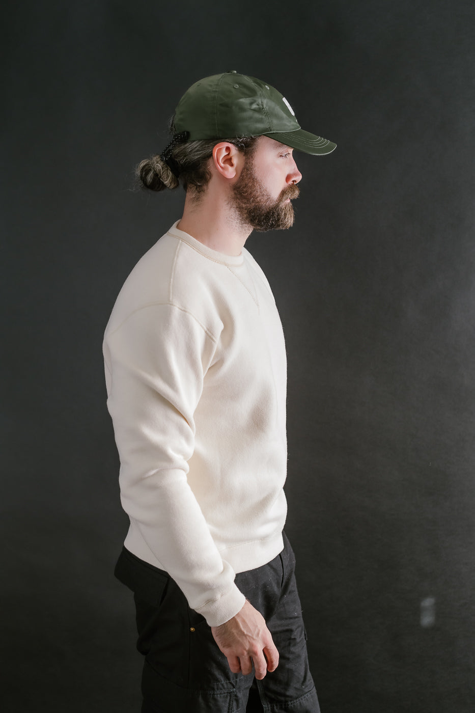 LCS1003 - Sinker Super Fluffy Knit Double-V Sweatshirt - Antique Ivory