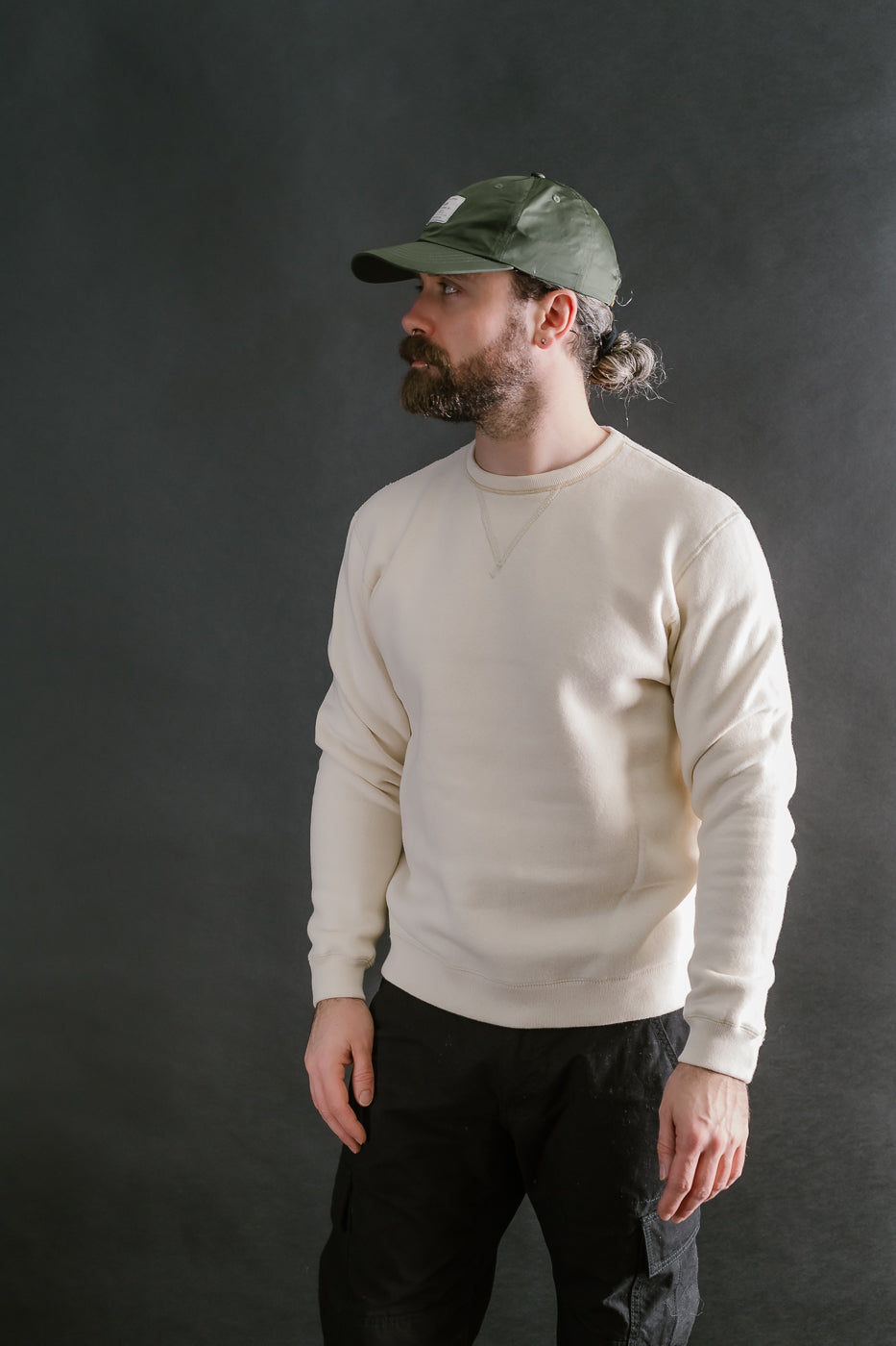 LCS1003 - Sinker Super Fluffy Knit Double-V Sweatshirt - Antique Ivory