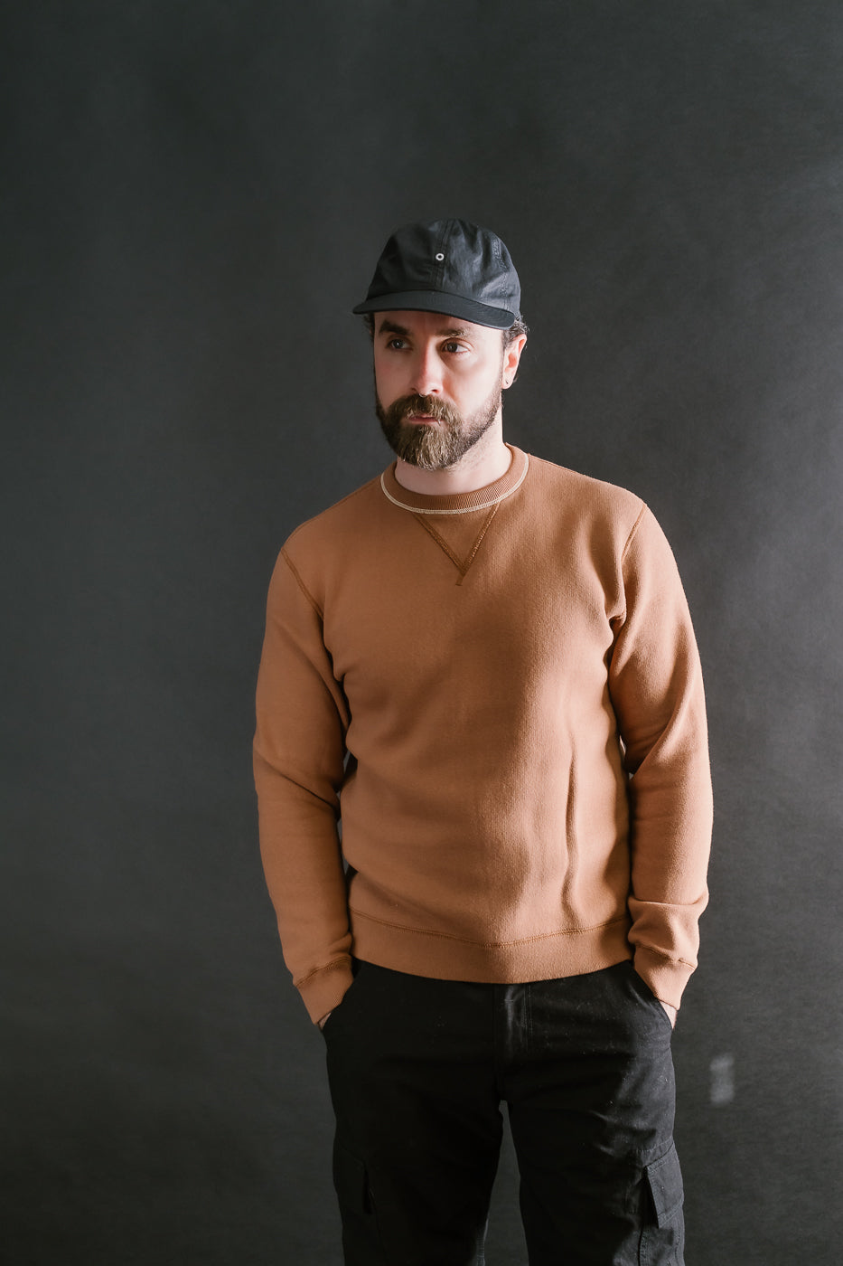 LCS1003 - Sinker Super Fluffy Knit Double-V Sweatshirt - Maple Brown