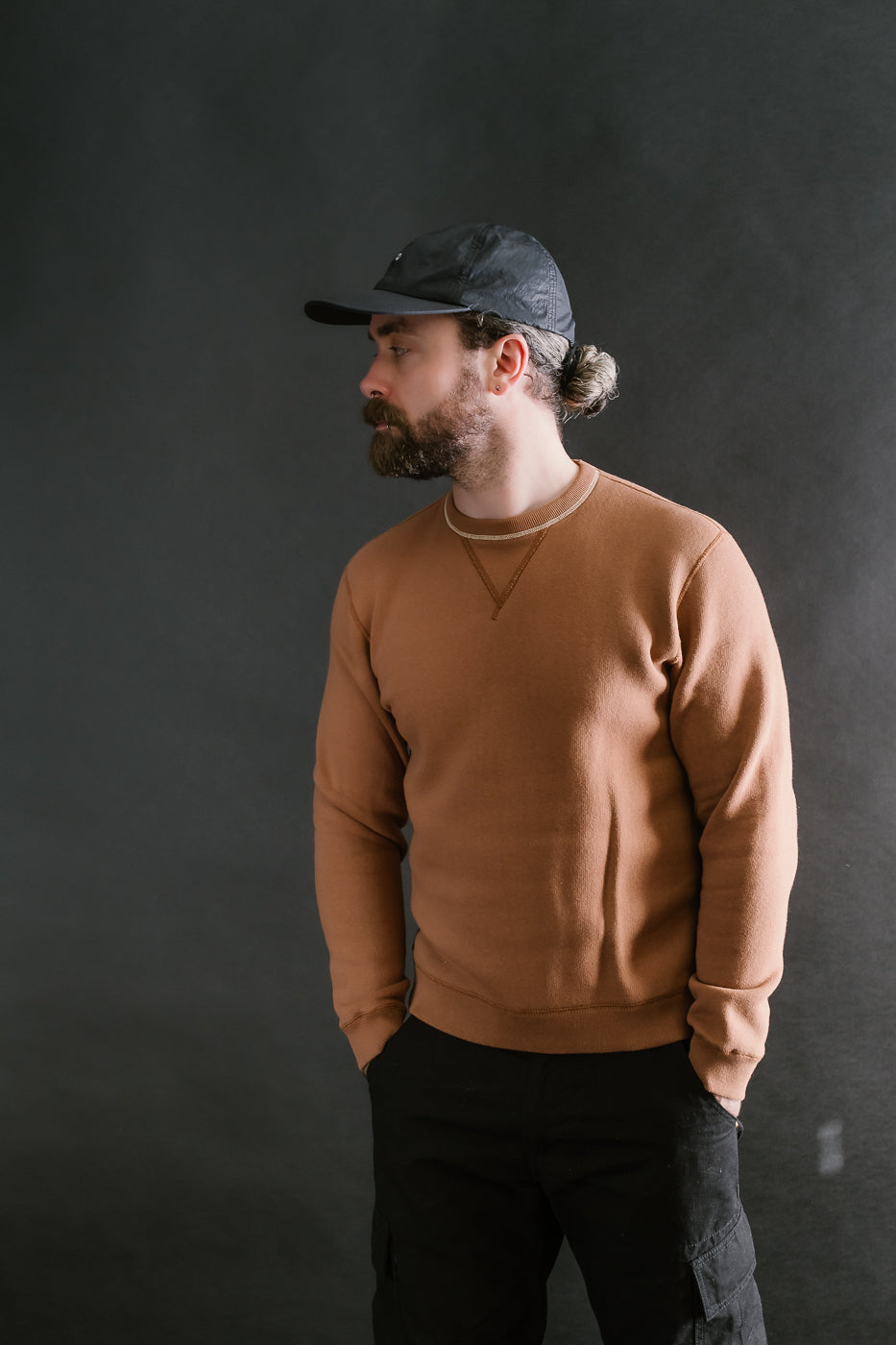 LCS1003 - Sinker Super Fluffy Knit Double-V Sweatshirt - Maple Brown