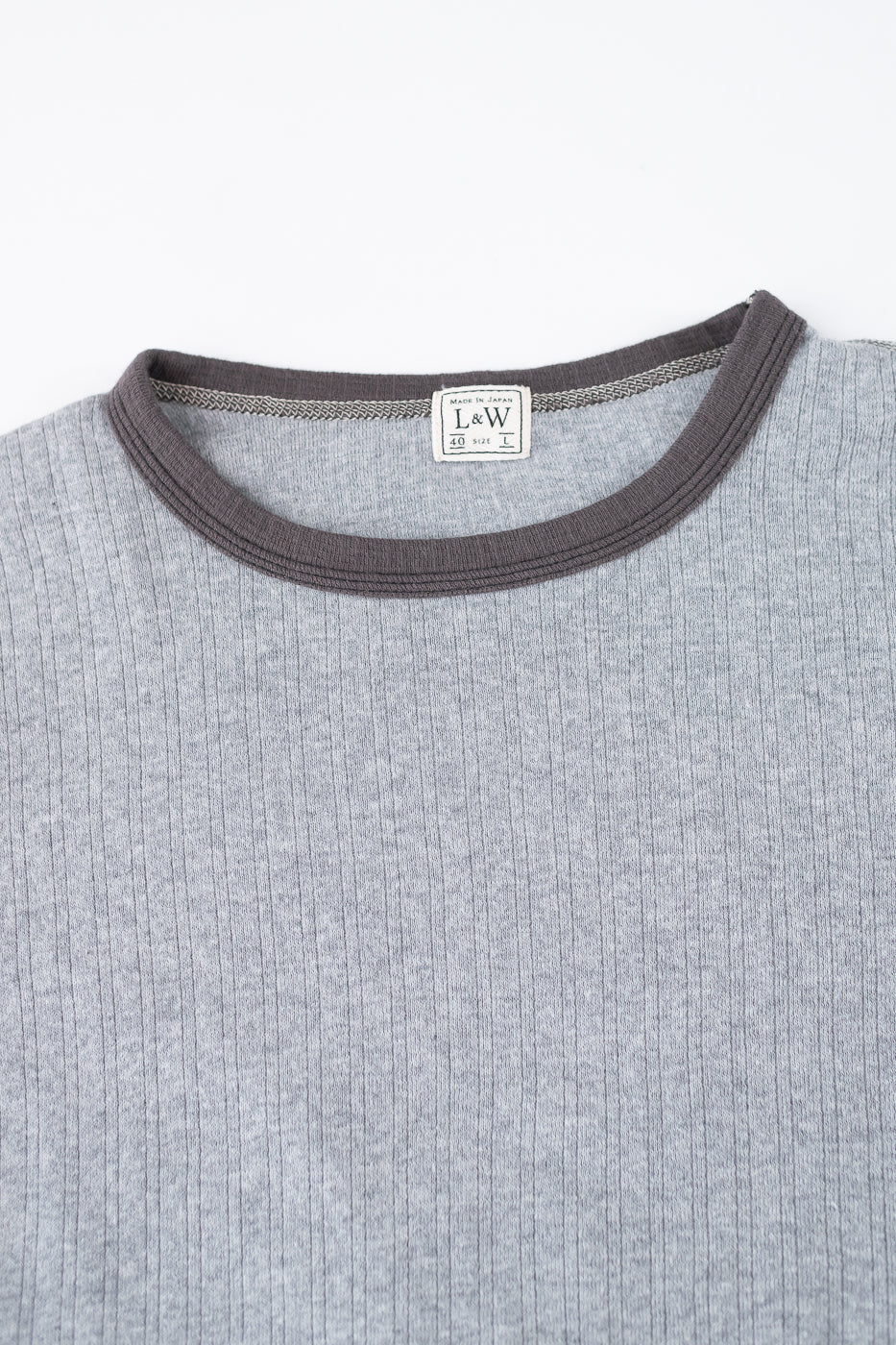 LRC1114 - Smooth Drop Needle Rib Knit LS Crew - Heather Gray 2Tone