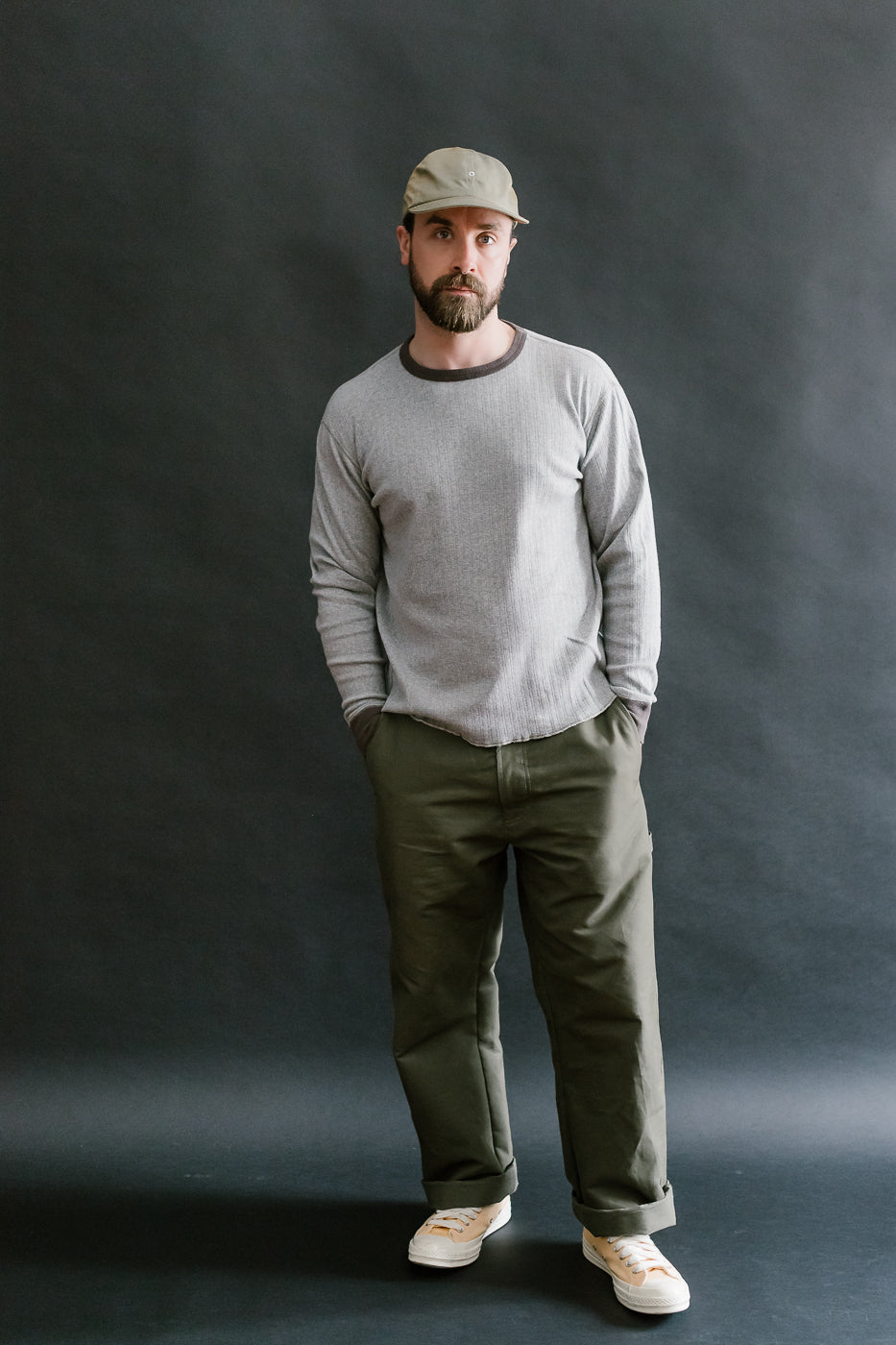 LRC1114 - Smooth Drop Needle Rib Knit LS Crew - Heather Gray 2Tone