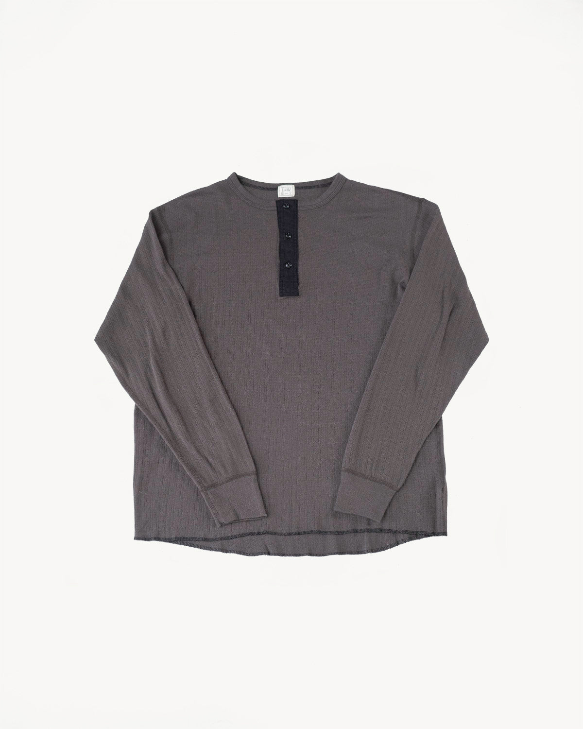 LRH1038 - Smooth Drop Needle Rib Knit Henley - Classic Black
