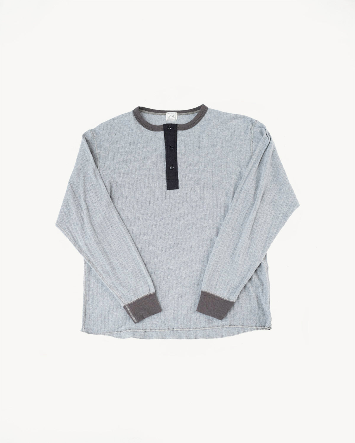 LRH1038 - Smooth Drop Needle Rib Knit Henley - Heather Gray 2Tone